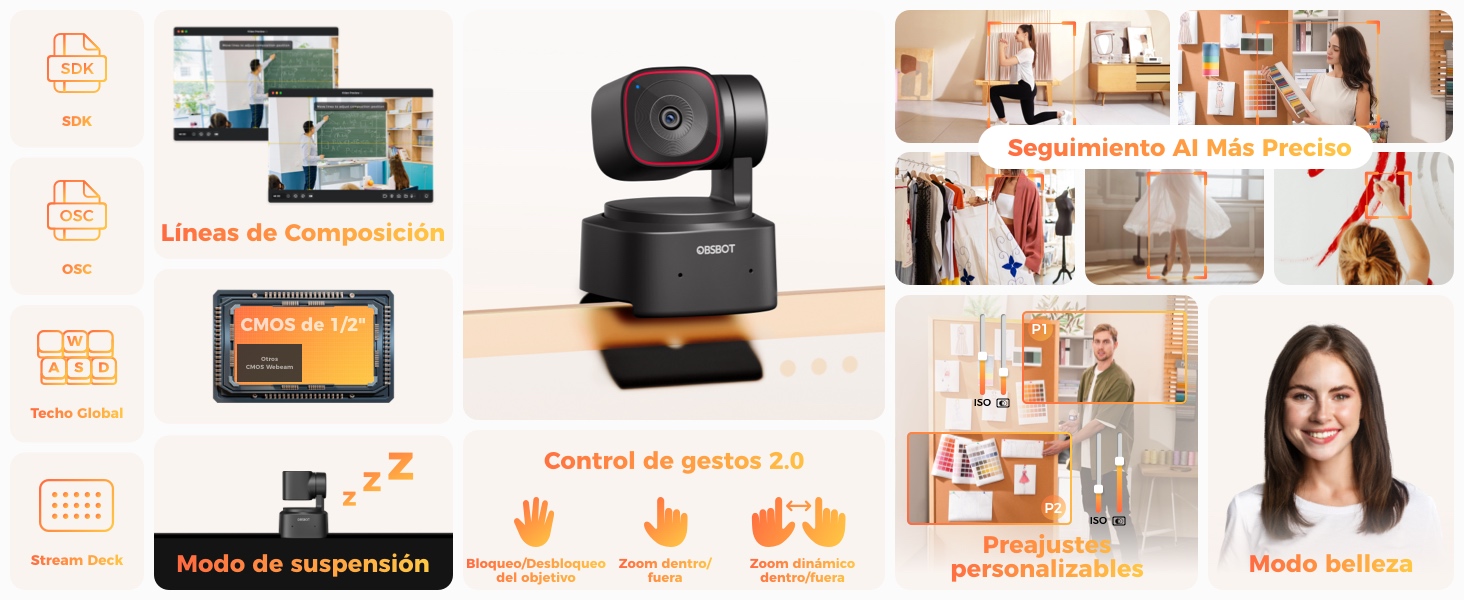 banner completo de caracteristicas obsbot tiny 2 lite